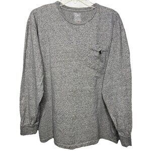 Polo Ralph Lauren Mens L Gray Long Sleeve‎ Pocket T-Shirt Black Pony Logo